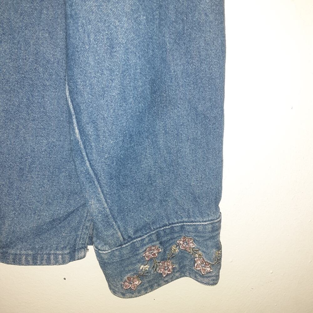 Westbound Denim Shacket Shirt Womens L Blue Western Workwear Full Zip Floral - Picture 3 of 9